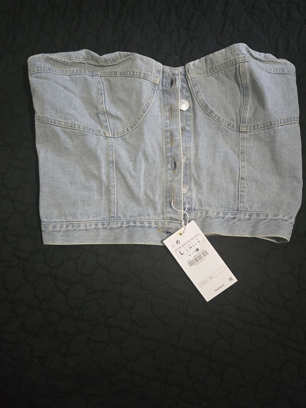 Light Blue Denim Strapless Bustier Top